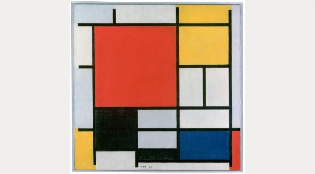 Composition with Large Red Plane, Yellow, Black, Grey, Blue, 1921