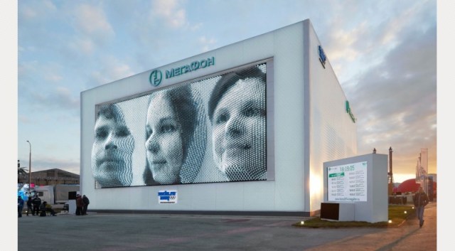 Megafaces pavilion and kinetic facade, Sochi winter olympics 2014, Asif Khan